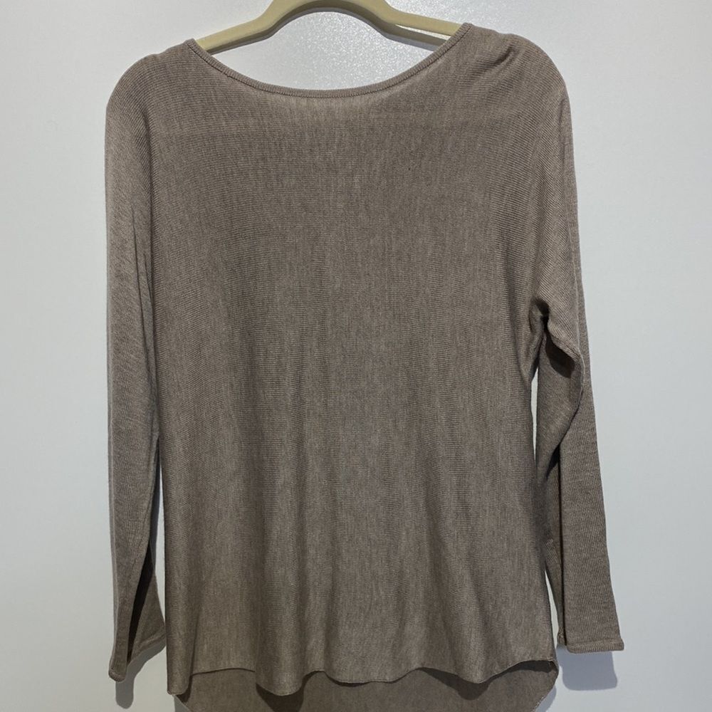 Two Twenty Five Women's Long Sleeve Quarter Zip Asymmetrical‎ Hem Top Tan PS